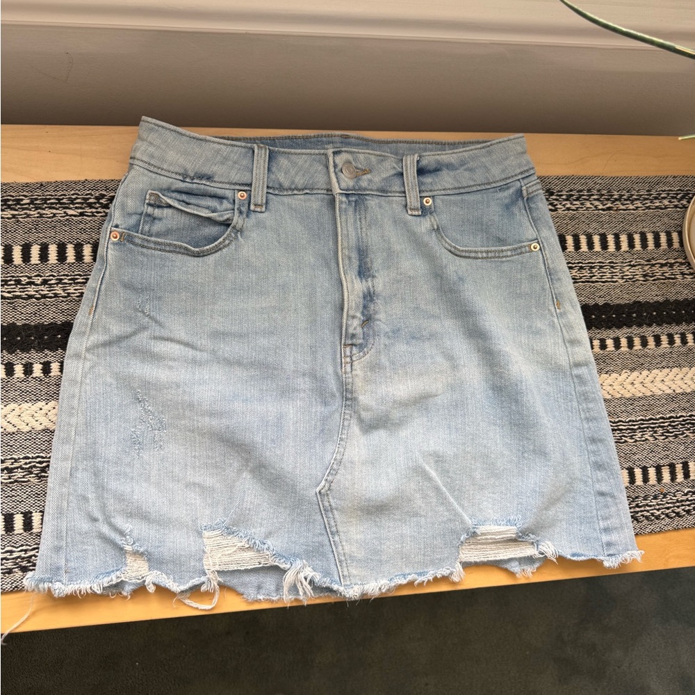 Wild Fable Light Blue Distressed Denim Mini Skirt